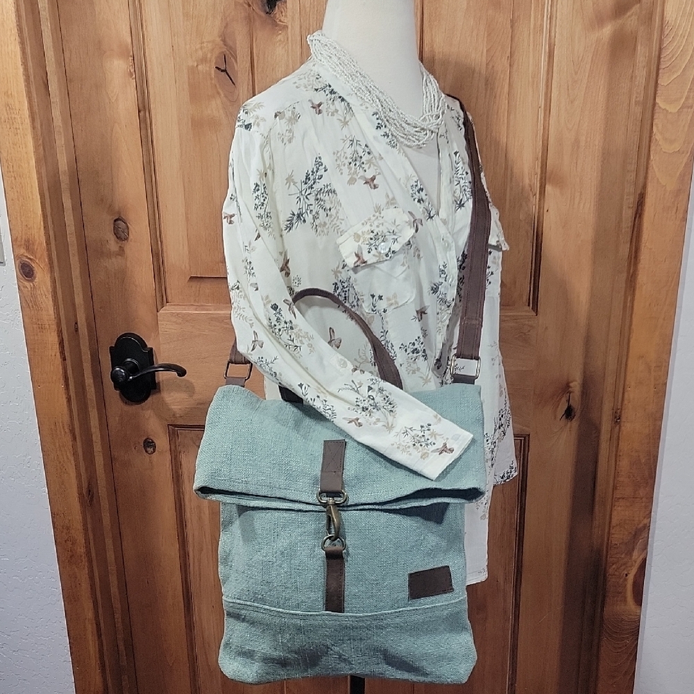 Crosstree Lane Woven Jute & Leather Tote Crossbody Tote